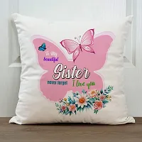 to My Beautiful Sister Rakhi Gift for Sister Printed Cushion Cover with Filler-thumb1