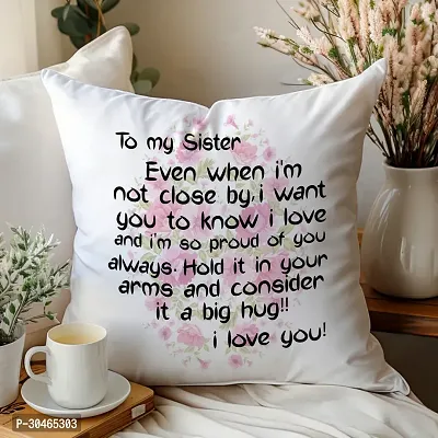 to My Sister Rakhi Gift for Sister Printed Cushion Cover with Filler-thumb0