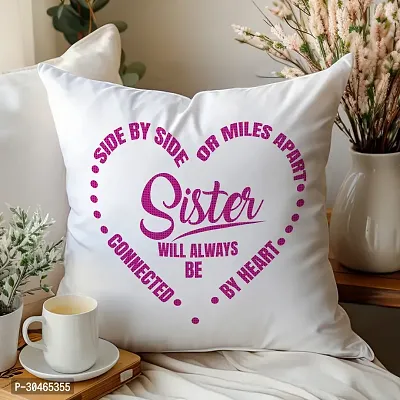 Side by Side Rakhi Gift for Sister Printed Cushion Cover with Filler-thumb0