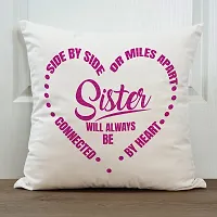 Side by Side Rakhi Gift for Sister Printed Cushion Cover with Filler-thumb1