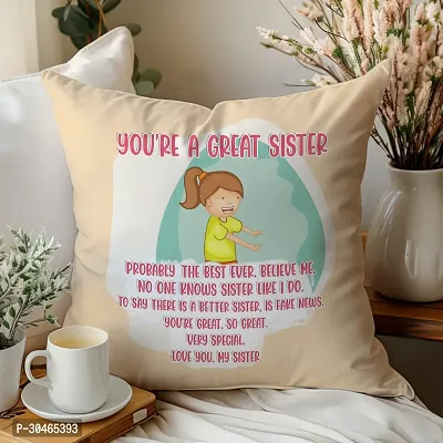 You're a Great Sister Rakhi Gift for Sister Printed Cushion Cover with Filler-thumb0