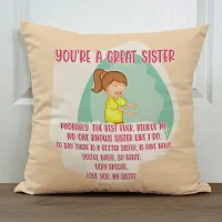 You're a Great Sister Rakhi Gift for Sister Printed Cushion Cover with Filler-thumb1