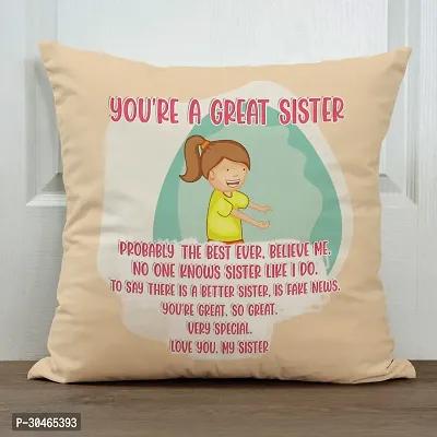 You're a Great Sister Rakhi Gift for Sister Printed Cushion Cover with Filler-thumb2