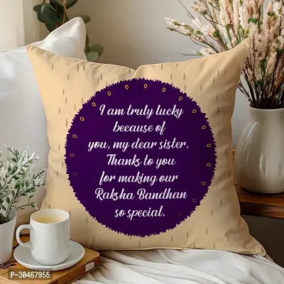 I am Truly Lucky Rakhi Gift for Sister Printed Cushion Cover with Filler, Shipper Bottle and Keychain-thumb2