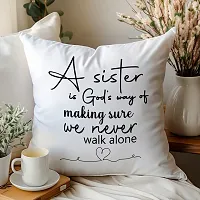 A Sister is a God's Way Rakhi Gift for Sister Printed Cushion Cover with Filler, Shipper Bottle and Keychain-thumb2