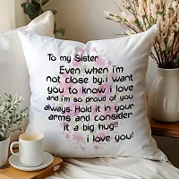 To My Sister Rakhi Gift for Sister Printed Cushion Cover with Filler, Shipper Bottle and Keychain-thumb2