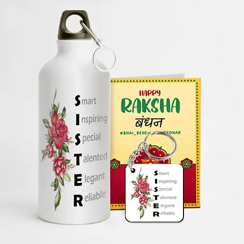 Rakhi gift for Sister Aluminium Sipper Water Bottle - Gift for Birthday, Raksha Bandhan for Sisters 600ml-09