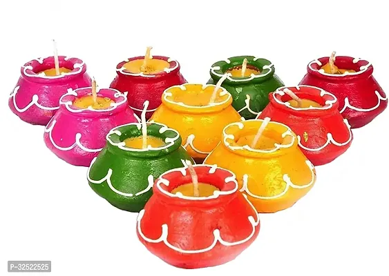 Matki Candles Diwali Decoration Set Handicraft Diwali Diyas  (Set of 10)-thumb0