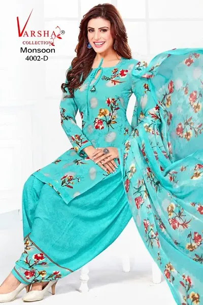 Classic Crepe Printed Dress Material with Dupatta