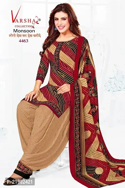 Classic Synthetic Crepe Printed Dress Material with Dupatta for Women