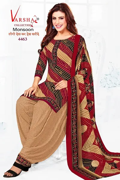 Stylish Crepe Printed Dress Material with Dupatta