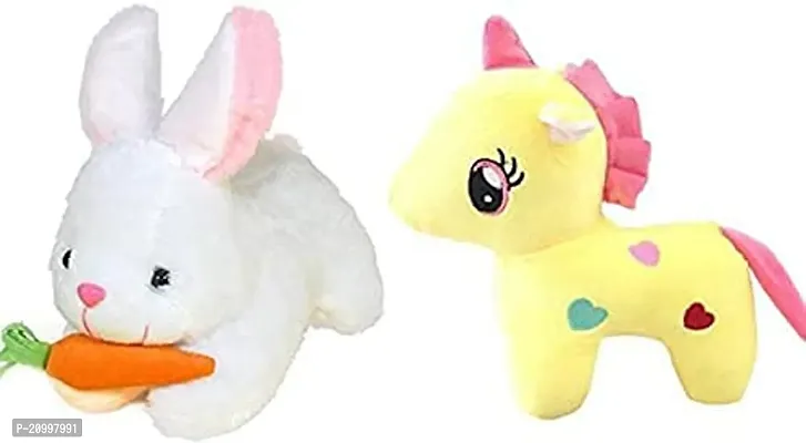 Combo Soft Toy For Kids 2 Soft Animal Toy Rabbit With Carrot And Yellow Rabbit-thumb0