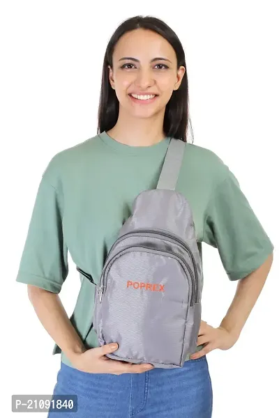 POPREX Sling Crossbody Bag for Men, Stylish Chest Shoulder Bag for Men Women, Lightweight One Strap Sling backpack for travelling(grey)