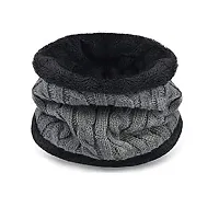 Winter Knit Beanie Cap Hat Neck Warmer Scarf and Woolen Gloves Set for Men  Women (3 Piece)-thumb3