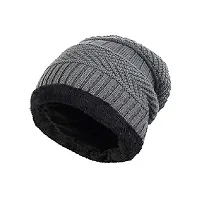 Winter Knit Beanie Cap Hat Neck Warmer Scarf and Woolen Gloves Set for Men  Women (3 Piece)-thumb4