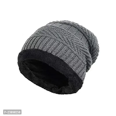 Winter Knit Beanie Cap Hat Neck Warmer Scarf and Woolen Gloves Set for Men  Women (3 Piece)-thumb5