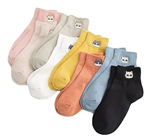 ayushicreationa 5 Pair Women’s Cotton Ankle Socks Free Size Random Pattern and Random Color