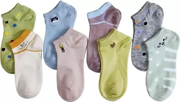 Women Ankle Length Modal Blend Premium Cotton Socks, Free Size Design  colour As per Availability(PACK OF 8)-thumb1