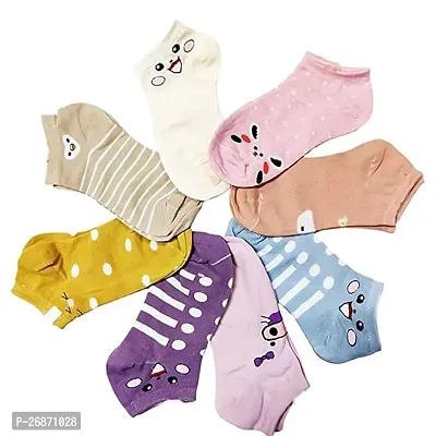 Women Ankle Length Modal Blend Premium Cotton Socks, Free Size Design  colour As per Availability(PACK OF 8)-thumb3