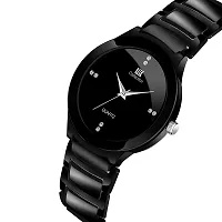 Stylish Black Stainless Steel Analog Couple Watches-thumb1