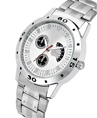 Stylish Silver Stainless Steel Analog Couple Watches-thumb1