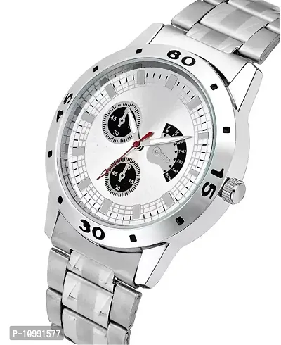 Stylish Silver Stainless Steel Analog Couple Watches-thumb2