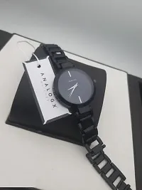 Stylish Black Stainless Steel Analog Couple Watches-thumb2