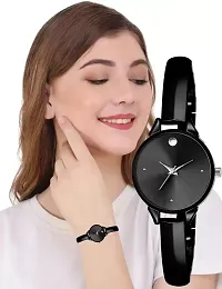 Stylish Black Stainless Steel Analog Couple Watches-thumb2