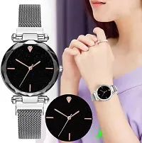 Stylish Silver Stainless Steel Analog Couple Watches-thumb3