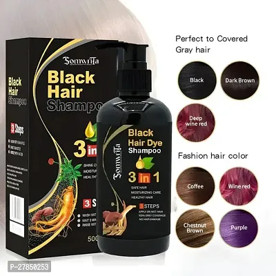 Somwrita Organic Shampoo Herbal 3 in 1 Hair Dye Instant Black Hair Shampoo Men Women_09  (300 ml)-thumb0