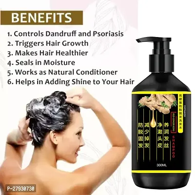 Black Ginger Hair Dye Instant Hair Growth Shampoo / Black Ginger Anti-Dandruff Shampoo For Healthy Scalp  Hair / Daily Use Shampoo / Damage Repairs / Scalp Nourishing Black Ginger Shampoo for Hair Gr-thumb0