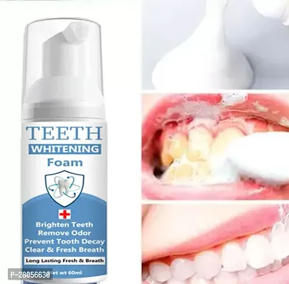 Teeth Whitening Foam Toothpaste Makes You Reveal Perfect  White Teeth, Natural Whitening Foam Toothpaste Mousse with Fluoride Deeply Clean Gums Remove Stains- Pack of 1 [60ml]-thumb0