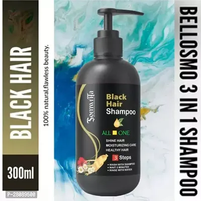 Herbal 3 in 1 Hair Dye Instant Black Hair Shampoo for Women  Men 100% Coverage Shampoo 300ml (Black) (1)-thumb0