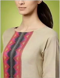 Stylish Cotton Straight Self Design Kurta, Bottom and Dupatta Set For Women-thumb3