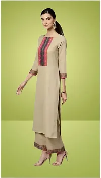 Stylish Cotton Straight Self Design Kurta, Bottom and Dupatta Set For Women-thumb2