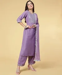 Fancy Cotton Kurta Bottom And Dupatta Set For Women-thumb1