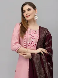 Fancy Pink Cotton Kurta Palazzo With Dupatta Set For Women-thumb3