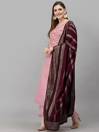 Fancy Pink Cotton Kurta Palazzo With Dupatta Set For Women-thumb4