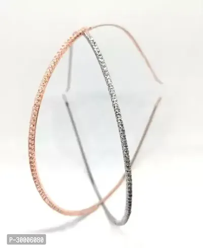 Rose Gold  Silver Metal Single Hairband-Pack of 2-thumb2