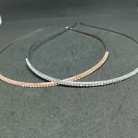 Rose Gold  Silver Metal Single Hairband-Pack of 2-thumb2