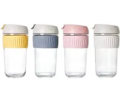 MULTI COLOUR - 500 ML  (PACK OF 1 PCS) Mug for Coffee Mug with Straw Drinking Straw Glasses Glass Sipper with Straw Sipper Bottle with Straw for Adults Coffee tumblers Cup with Straw Glass Tumbler-thumb3