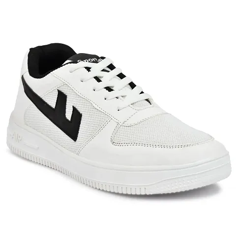 CROSSFINGER Mens Causal Sneakers White Shoes (Numeric_9)