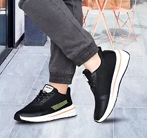 CROSSFINGER Men's Sport Sneakers Shoes (Shoes-WTBK-6) Black White-thumb3