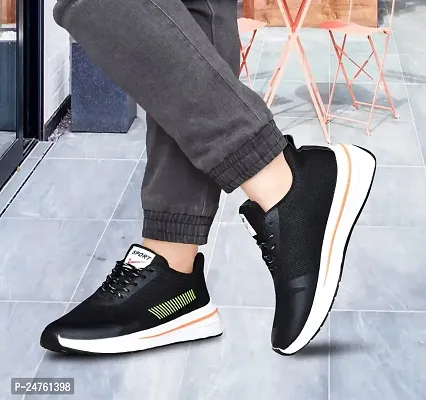 CROSSFINGER Men's Sport Sneakers Shoes (Shoes-WTBK-6) Black White-thumb4