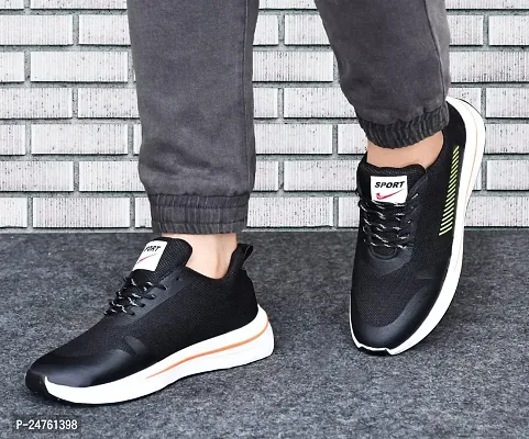 CROSSFINGER Men's Sport Sneakers Shoes (Shoes-WTBK-6) Black White-thumb2