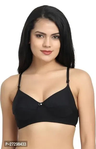 Stylish Black Hosiery Solid Bras For Women