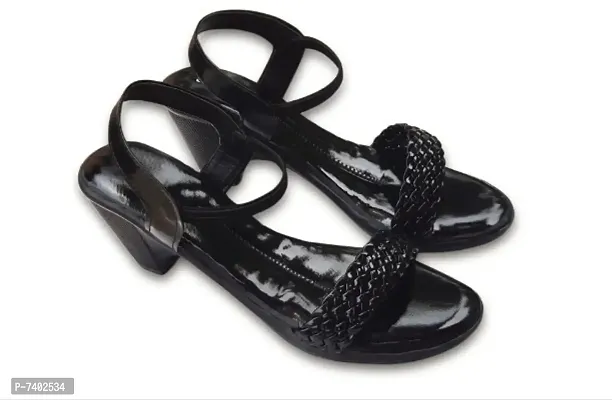 Black Coloured Braid Heel For Women