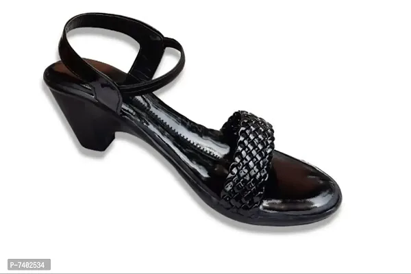 Black Coloured Braid Heel For Women-thumb2