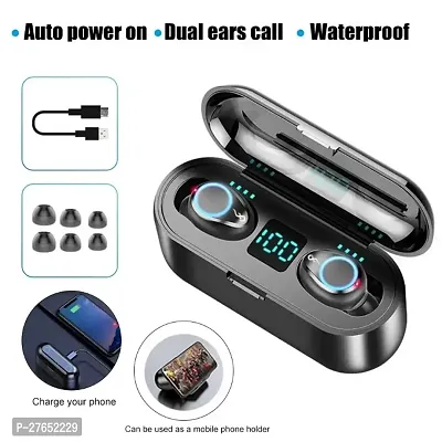 F9 TWS Bluetooth 5.0 Wireless Earbuds Touch Waterproof IP7X LED Digital Display Bluetooth Headset  (Black, True Wireless)-thumb3