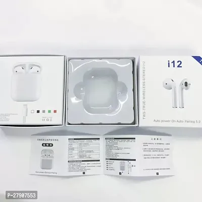 i12 Tws Wireless Earbuds With High Bass And Treable, Touch Sensor Mic Bluetooth Headset-thumb3